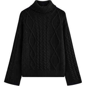 Fall Sweaters for Women Oversized Cable Knit Turtleneck Long Sleeve Cozy